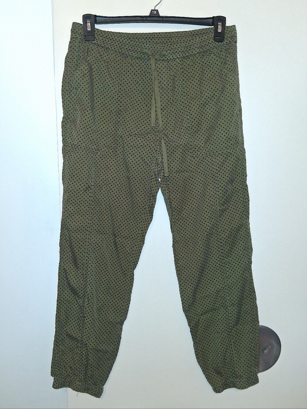 Anthropologie Womens Joggers Olive Green Polkadot Lyocell Medium